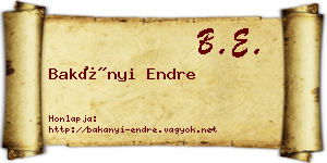 Bakányi Endre névjegykártya